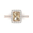 thumbnail image 1 of 1.86ct Emerald Cut Yellow Moissanite 18k Pink Rose Gold Engraving Statement Bridal Wedding Halo Designer Ring Size 9.5, 1 of 5
