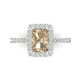 thumbnail image 1 of 1.86ct Emerald Cut Yellow Moissanite 18k White Gold Engraving Statement Bridal Wedding Halo Designer Ring Size 7.5, 1 of 5