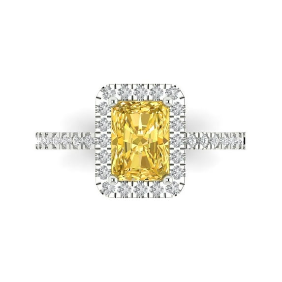 Clara Pucci 14K White Gold 1.86ct Citrine Halo Ring for Women