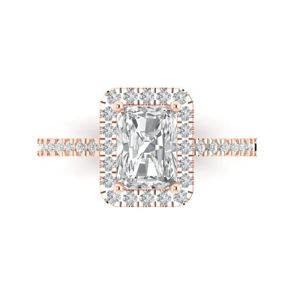 Halo Engagement Ring for Women - 1.86ct Moissanite in 14K Rose Gold Promise Ring