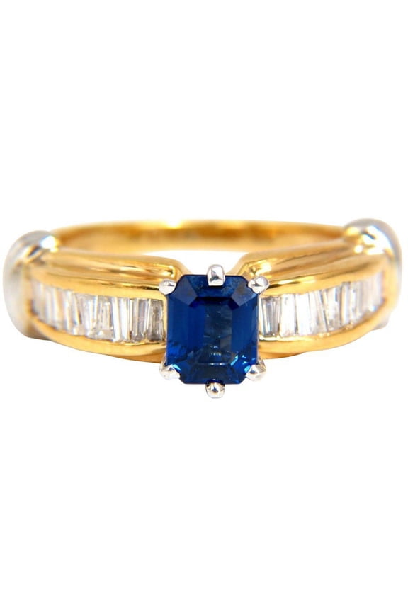 1.86ct NATURAL CLASSIC ROYAL VIVID BLUE SAPPHIRE DIAMOND RING 14kt TWO TONED