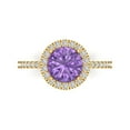 thumbnail image 1 of Halo Engagement Ring for Women - 1.8ct Simulated Alexandrite in 14K Yellow Gold Promise Ring, 1 of 6