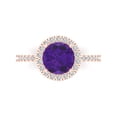 thumbnail image 1 of Solitaire with Accents Engagement Ring for Women - 1.8ct Natural Amethyst in 14K Rose Gold Promise Ring, 1 of 6