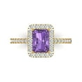 thumbnail image 1 of Clara Pucci 14K Yellow Gold Solid Gold Alexandrite Halo Anniversary Ring for Women - 1.86 cttw Emerald Cut, 1 of 8