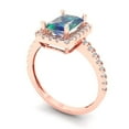 thumbnail image 1 of 1.86ct emerald cut blue moissanite 14k rose gold halo Bridal Wedding Engagement Promise Anniversary Ring for Women size 6.25, 1 of 7