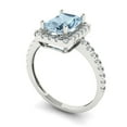 thumbnail image 1 of 1.86ct emerald cut blue Zircon 18k white gold halo Bridal Wedding Engagement Promise Anniversary Ring for Women size 6, 1 of 7
