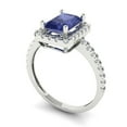 thumbnail image 1 of 1.86ct emerald cut blue tanzanite 18k white gold halo Bridal Wedding Engagement Promise Anniversary Ring for Women size 5.75, 1 of 7
