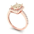 thumbnail image 1 of 1.86ct emerald cut brown natural morganite 18k rose gold halo Bridal Wedding Engagement Promise Anniversary Ring for Women size 5.75, 1 of 7