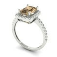 thumbnail image 1 of 1.86ct emerald cut champagne Zircon 14k white gold halo Bridal Wedding Engagement Promise Anniversary Ring for Women size 8.25, 1 of 7