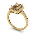 thumbnail image 1 of 1.86ct emerald cut champagne Zircon 14k yellow gold halo Bridal Wedding Engagement Promise Anniversary Ring for Women size 10.25, 1 of 7