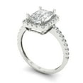 thumbnail image 1 of 1.86ct emerald cut clear moissanite 18k white gold halo Bridal Wedding Engagement Promise Anniversary Ring for Women size 4.25, 1 of 7