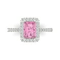 thumbnail image 1 of Clara Pucci 14K White Gold Solid Gold Pink Halo Anniversary Ring for Women - 1.86 cttw Emerald Cut, 1 of 8