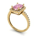 thumbnail image 1 of 1.86ct emerald cut pink Zircon 18k yellow gold halo Bridal Wedding Engagement Promise Anniversary Ring for Women size 4.75, 1 of 7