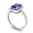 thumbnail image 1 of 1.86ct emerald cut purple natural amethyst 18k white gold halo Bridal Wedding Engagement Promise Anniversary Ring for Women size 9.5, 1 of 7