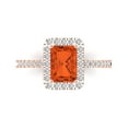 thumbnail image 1 of Clara Pucci 14K Rose Gold Solid Gold Red Halo Anniversary Ring for Women - 1.86 cttw Emerald Cut, 1 of 8