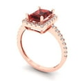 thumbnail image 1 of 1.86ct emerald cut red natural garnet 18k rose gold halo Bridal Wedding Engagement Promise Anniversary Ring for Women size 9.75, 1 of 7