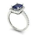 thumbnail image 1 of 1.86ct emerald cut blue sapphire 14k white gold halo Bridal Wedding Engagement Promise Anniversary Ring for Women size 11, 1 of 7