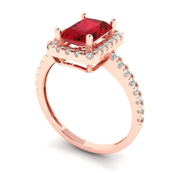 1.86ct emerald cut tourmaline 18k rose gold halo Bridal Wedding Engagement Promise Anniversary Ring for Women size 10.75