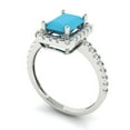 thumbnail image 1 of 1.86ct emerald cut turquoise 18k white gold halo Bridal Wedding Engagement Promise Anniversary Ring for Women size 6, 1 of 7