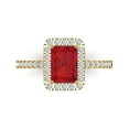 thumbnail image 1 of Clara Pucci 14K Yellow Gold Solid Gold Tourmaline Halo Anniversary Ring for Women - 1.86 cttw Emerald Cut, 1 of 8