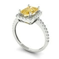 thumbnail image 1 of 1.86ct emerald cut yellow moissanite 14k white gold halo Bridal Wedding Engagement Promise Anniversary Ring for Women size 6.25, 1 of 7