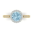 thumbnail image 1 of Clara Pucci 14K White/Yellow Gold 1.86ct Aquamarine Halo Ring for Women, 1 of 8