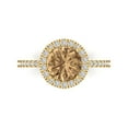 thumbnail image 1 of Clara Pucci 14K Yellow Gold Solid Gold Champagne Halo Anniversary Ring for Women - 1.8 cttw Round Cut, 1 of 8