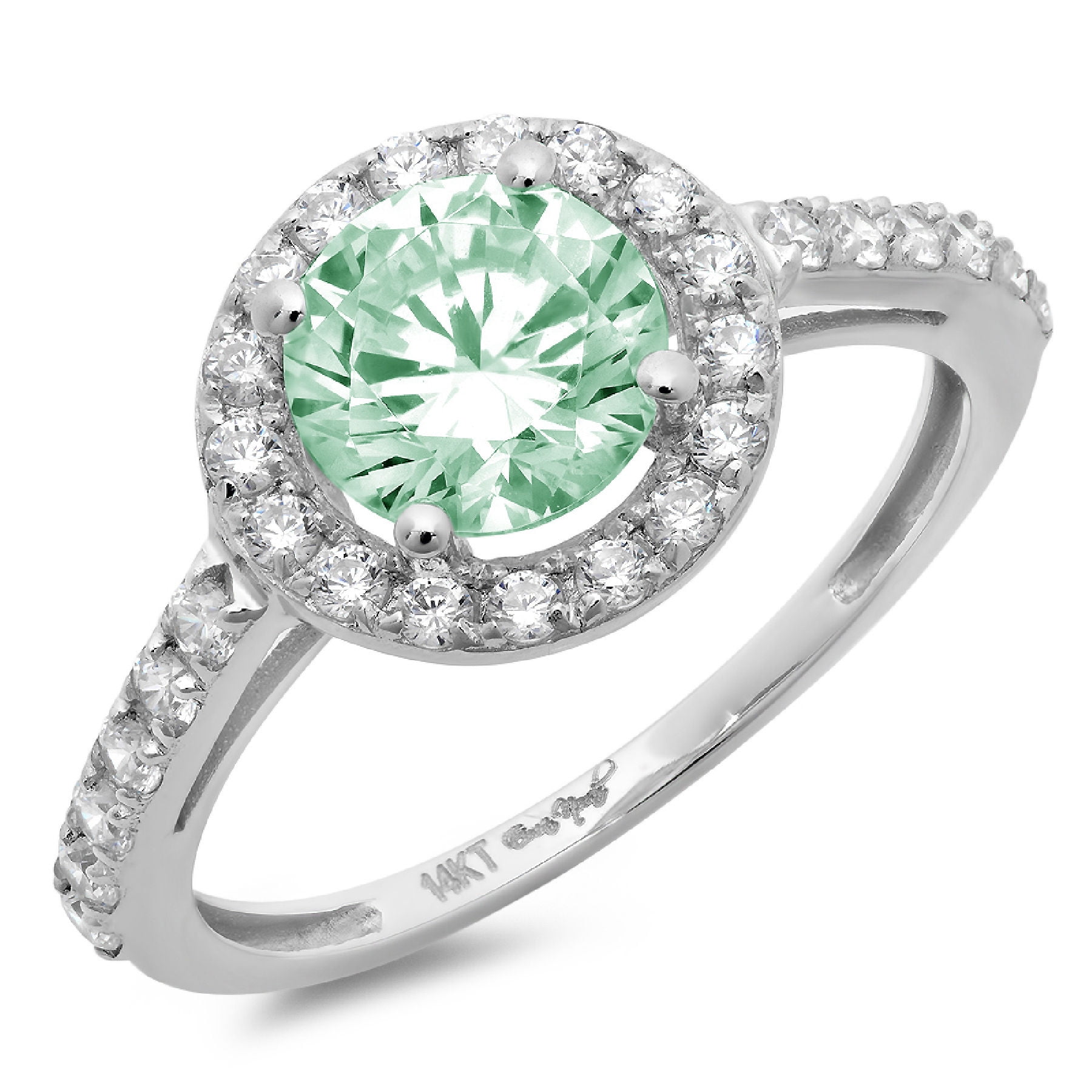 1.86ct round cut green simulated diamond 14k white gold engraving ...