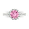thumbnail image 1 of 1.86 ct Round Cut Simulated Pink Diamond Halo Engagement Ring for Women in 18K White Gold, 1 of 5