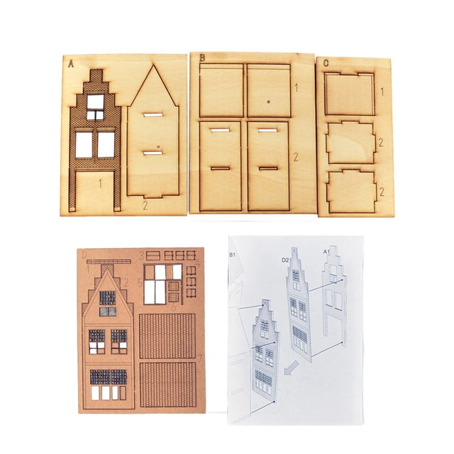 1:87 Building Model house Assemble Toy Unpainted Building Building ...