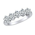 thumbnail image 1 of AFFY 1.87 Carat (Ctw) Round White Natural Diamond Five Stone Eternity Wedding Band Ring In 14k Solid White Gold Ring Size-9.5, 1 of 1