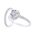 thumbnail image 1 of AFFY 1.87 Carat Round Shape White Natural Diamond Semi Mount Halo Engagement Ring Set 18K Solid White Gold Ring Size-5, 1 of 1