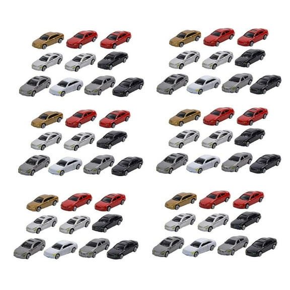 1/87 Scale Model Cars, 1:87 Painted Model Cars, Scale Model Train Cars for 60pcs