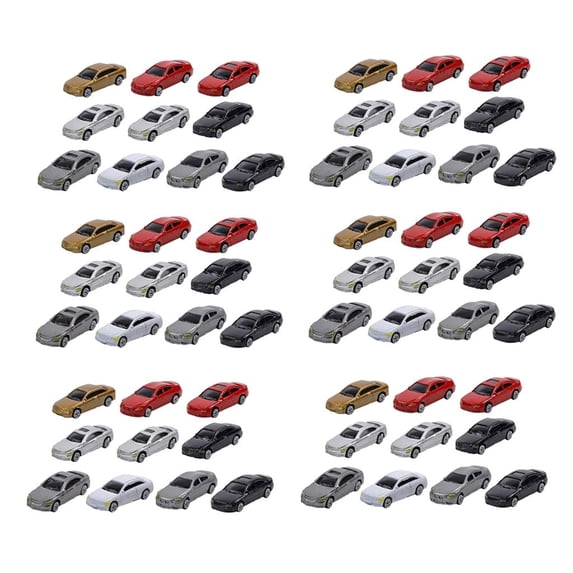 1/87 Scale Model Cars, 1:87 Painted Model Cars, Scale Model Train Cars for 60pcs