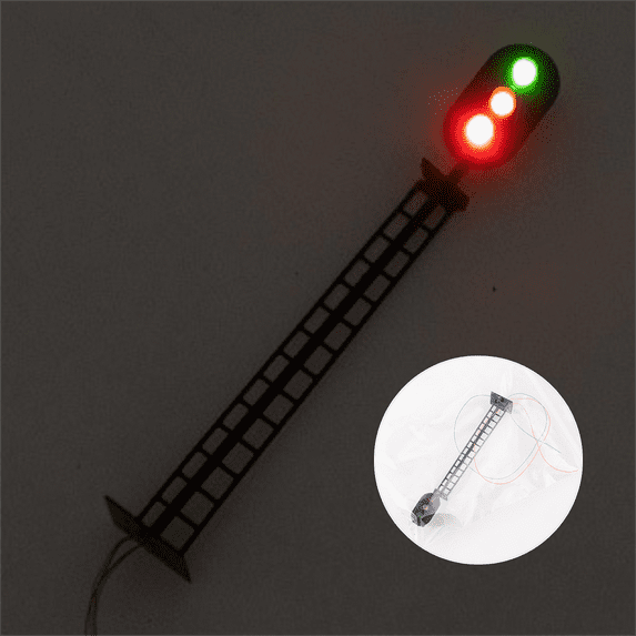 1:87 Scale Model Railway Traffic Signal Light 3-Light Vertical Block Signal, Green/Red/Yellow LED, 8.3cm