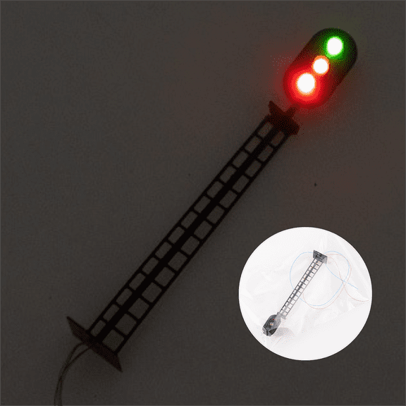 1:87 Scale Model Railway Traffic Signal Light 3-Light Vertical Block Signal, Green/Red/Yellow LED, 8.3cm