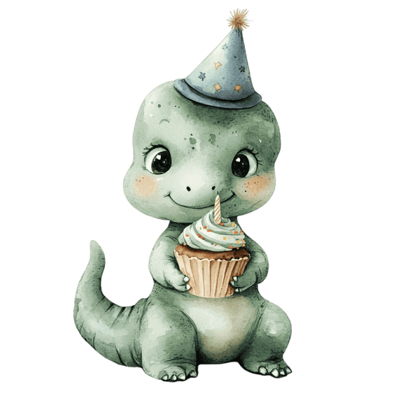 Watercolor Baby Green Dinosaur Photo Edible Image Cupcake and Cookie Toppers by TNCT (20 Count)