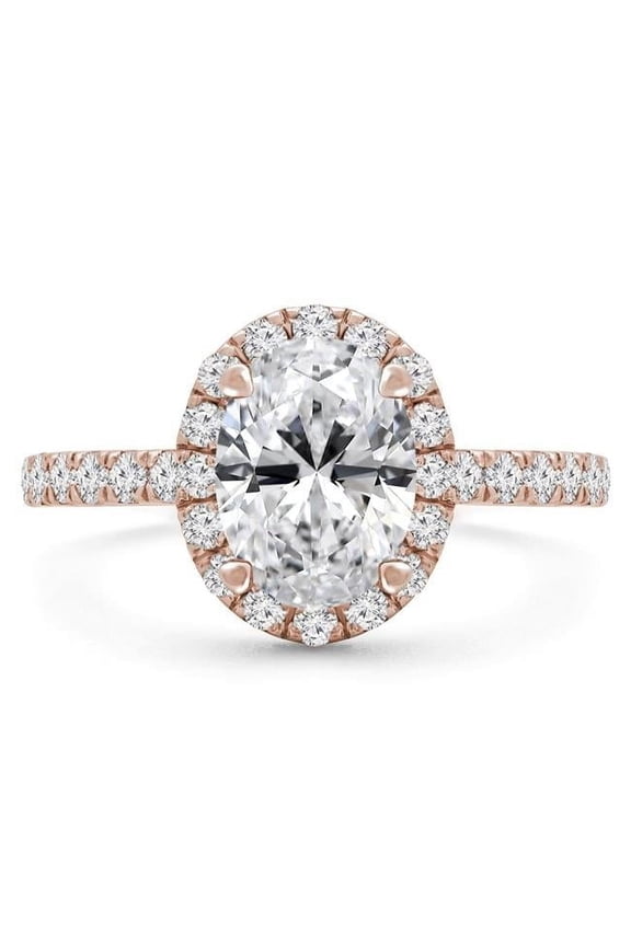 1.88 CTW Oval Diamond 4-Prong Oval Halo Engagement Ring in 14K Rose Gold - Size 5.5