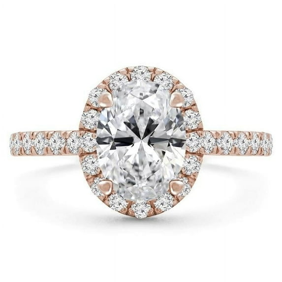 1.88 CTW Oval Diamond 4-Prong Oval Halo Engagement Ring in 14K Rose Gold - Size 8