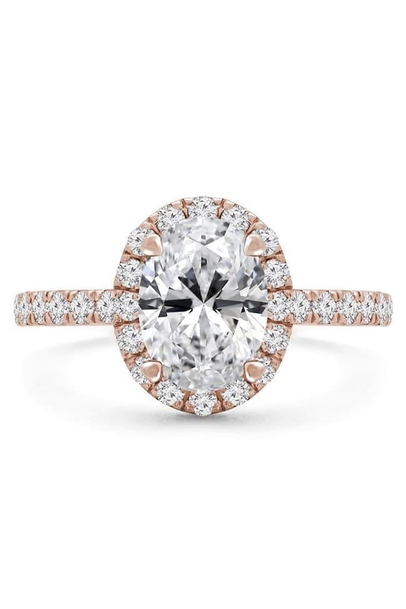 1.88 CTW Oval Diamond 4-Prong Oval Halo Engagement Ring in 14K Rose Gold
