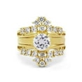 thumbnail image 1 of 1.88 Ct Cz 14K Gold Plated Stainless Steel 3 Piece Wedding Ring Set Size 8, 1 of 3