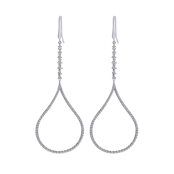 AFFY 1.88 Cttw Round Shape White Natural Diamond Drop Dangle Earrings In 18K Solid White Gold