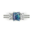 thumbnail image 1 of 1.88 ctw 3 Stone Anniversary Ring for Women | Emerald Cut Blue Moissanite | Hyperallergenic Solid 14K White Gold, 1 of 5