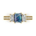 thumbnail image 1 of 1.88 ct Emerald Cut Blue Moissanite 3 Stone 18K Yellow Gold Womens Engagement Ring, 1 of 6