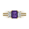 thumbnail image 1 of 1.88 ctw 3 Stone Anniversary Ring for Women | Emerald Cut Natural Amethyst | Hyperallergenic Solid 14K Yellow Gold, 1 of 5