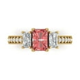 thumbnail image 1 of Clara Pucci 14K Yellow Gold 1.88ct Garnet Three-Stone Ring for Women, 1 of 8