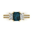 thumbnail image 1 of Clara Pucci 14K Yellow Gold Solid Gold LondonBlueTopaz Three-Stone Anniversary Ring for Women - 1.88 cttw Emerald Cut, 1 of 8