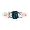 thumbnail image 1 of 1.88 ct Emerald Cut Natural London Blue Topaz Three-Stone Engagement Ring for Women in 18K Rose Gold, 1 of 5