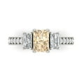 thumbnail image 1 of 1.88 ct Emerald Cut Natural Morganite Three-Stone Engagement Ring for Women in 18K White Gold, 1 of 5