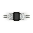 thumbnail image 1 of 1.88 ctw 3 Stone Anniversary Ring for Women | Emerald Cut Natural Onyx | Hyperallergenic Solid 18K White Gold, 1 of 5